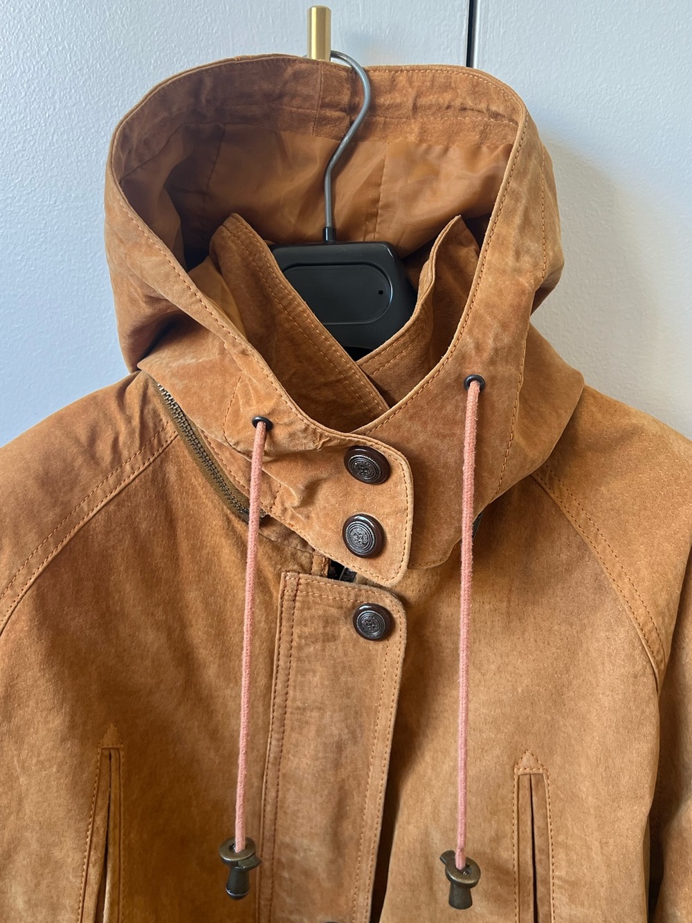 Vintage 90s Euro Mono of California Suede Cinched Utility Jacket - Size L - Picture 8 of 15